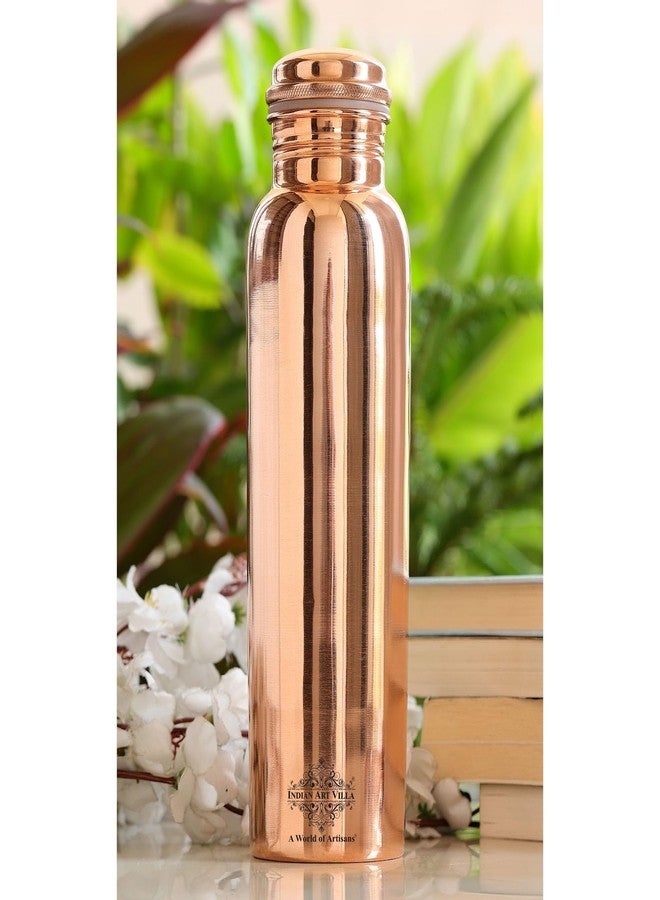 Indian Art Villa Copper Shine Finish Water Bottle - 900 ML, Pure Copper Bottle for Ayurvedic Health Benefits, Drinkware, Stylish Design for Daily Use, Yoga, Travel, Office, and Gifting - Image 3